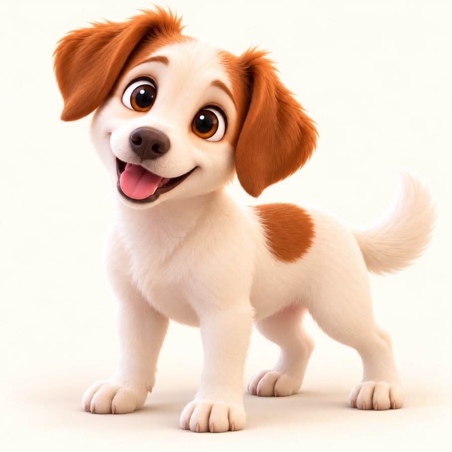 The same dog as a drawn character